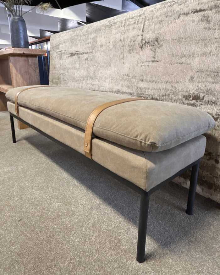 Bayley Bench with Leather Straps - Moss
