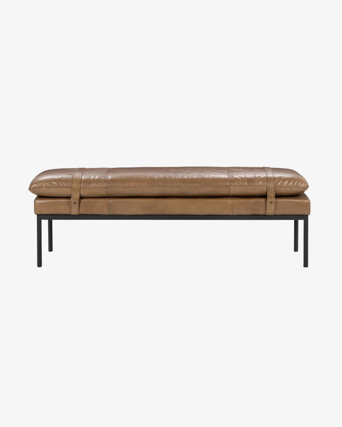 Bayley Leather Bench with Straps - Toffee Brown