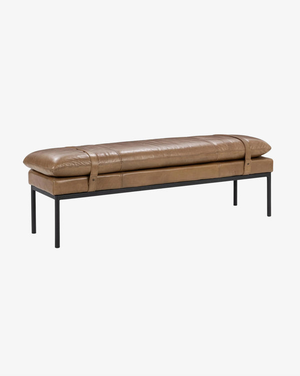 Bayley Leather Bench with Straps - Toffee Brown