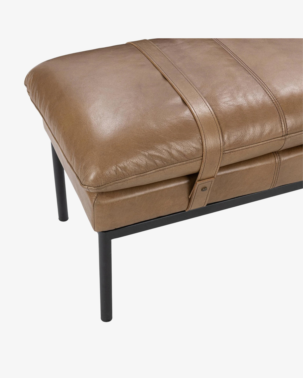 Bayley Leather Bench with Straps - Toffee Brown