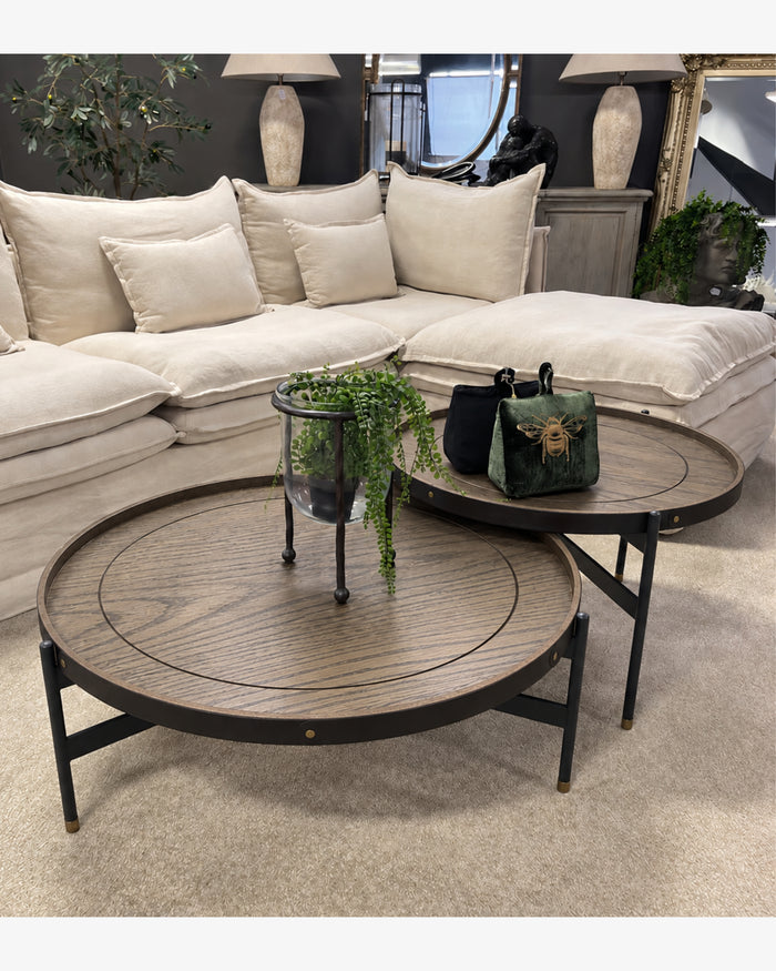 Corelli Round Walnut Coffee Tables - Nest of 2