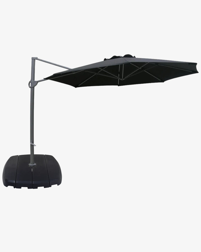 Shelta Navare Cantilever Umbrella + 4 Piece Resin Base - O'bravia™ Fabric - 3.3m Octagonal - Black