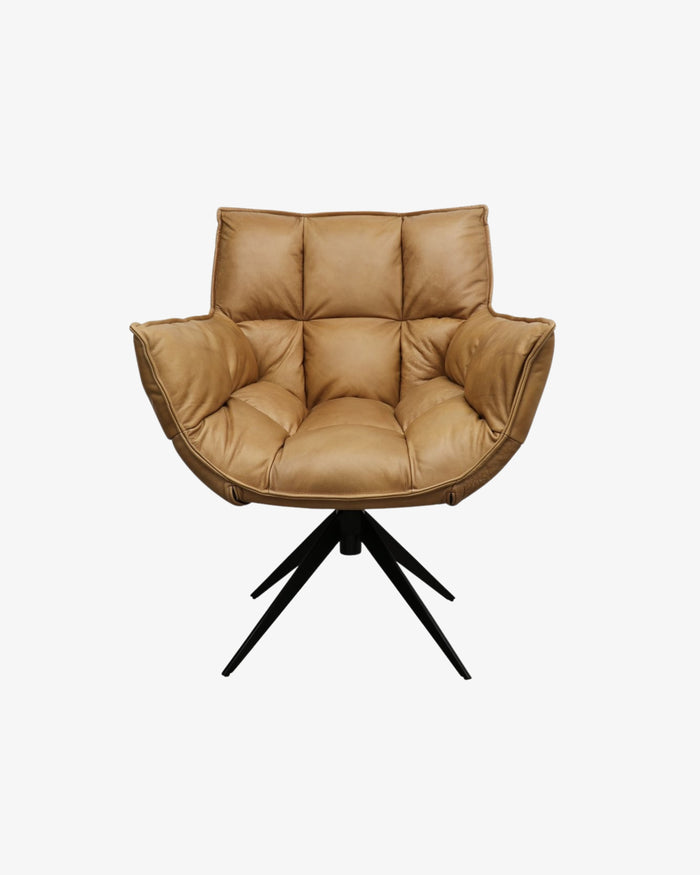 Memphis Swivel Armchair - Tan Leather