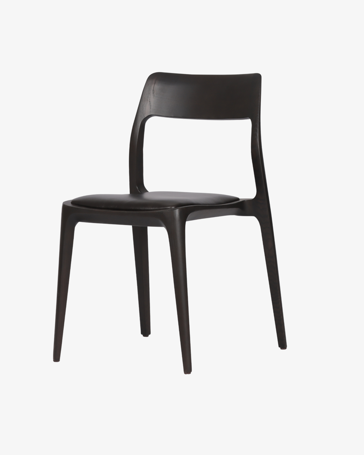 Eden Leather Dining Chair - Aged Leather - Black Ash