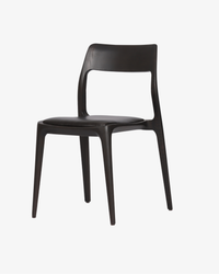 Eden Leather Dining Chair - Aged Leather - Black Ash
