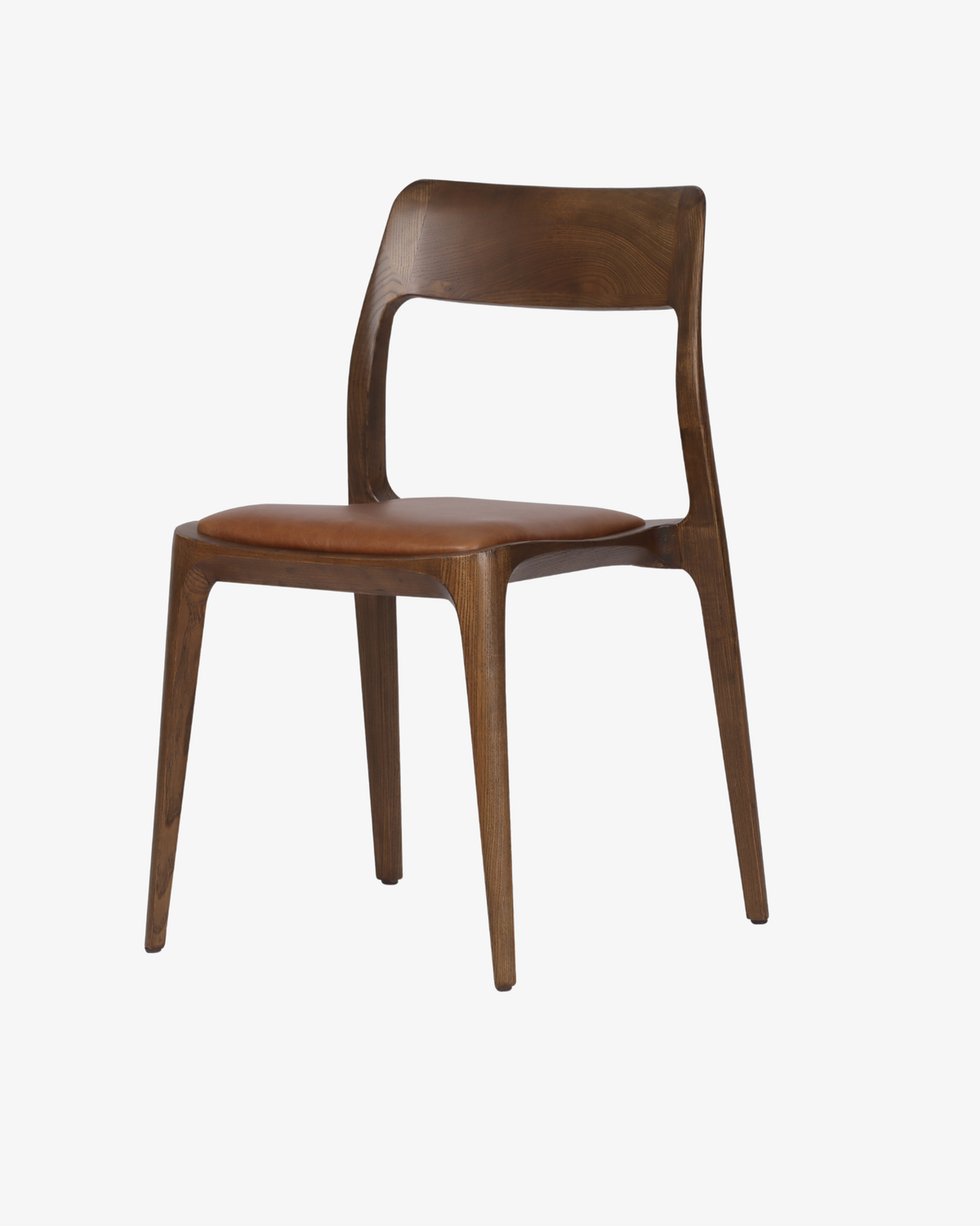 Eden Leather Dining Chair - Tan Leather - Brown Ash