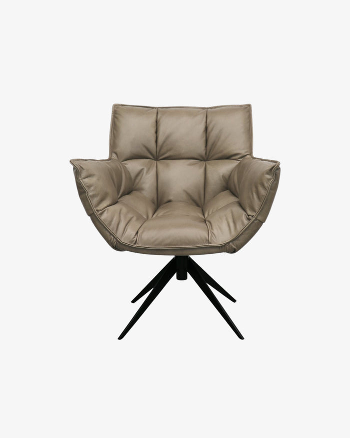 Memphis Swivel Armchair - Beige Leather