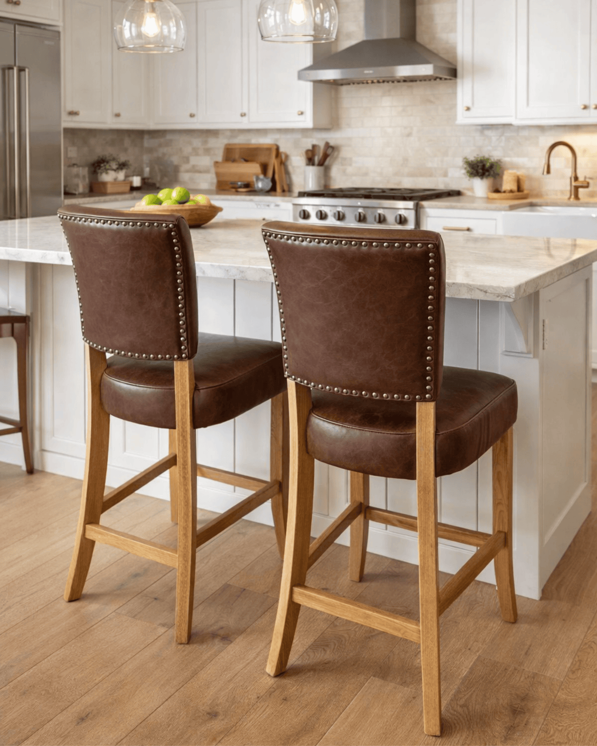 Brixham Brown Leather Barstool  - Havana