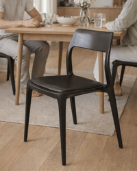 Eden Leather Dining Chair - Aged Leather - Black Ash