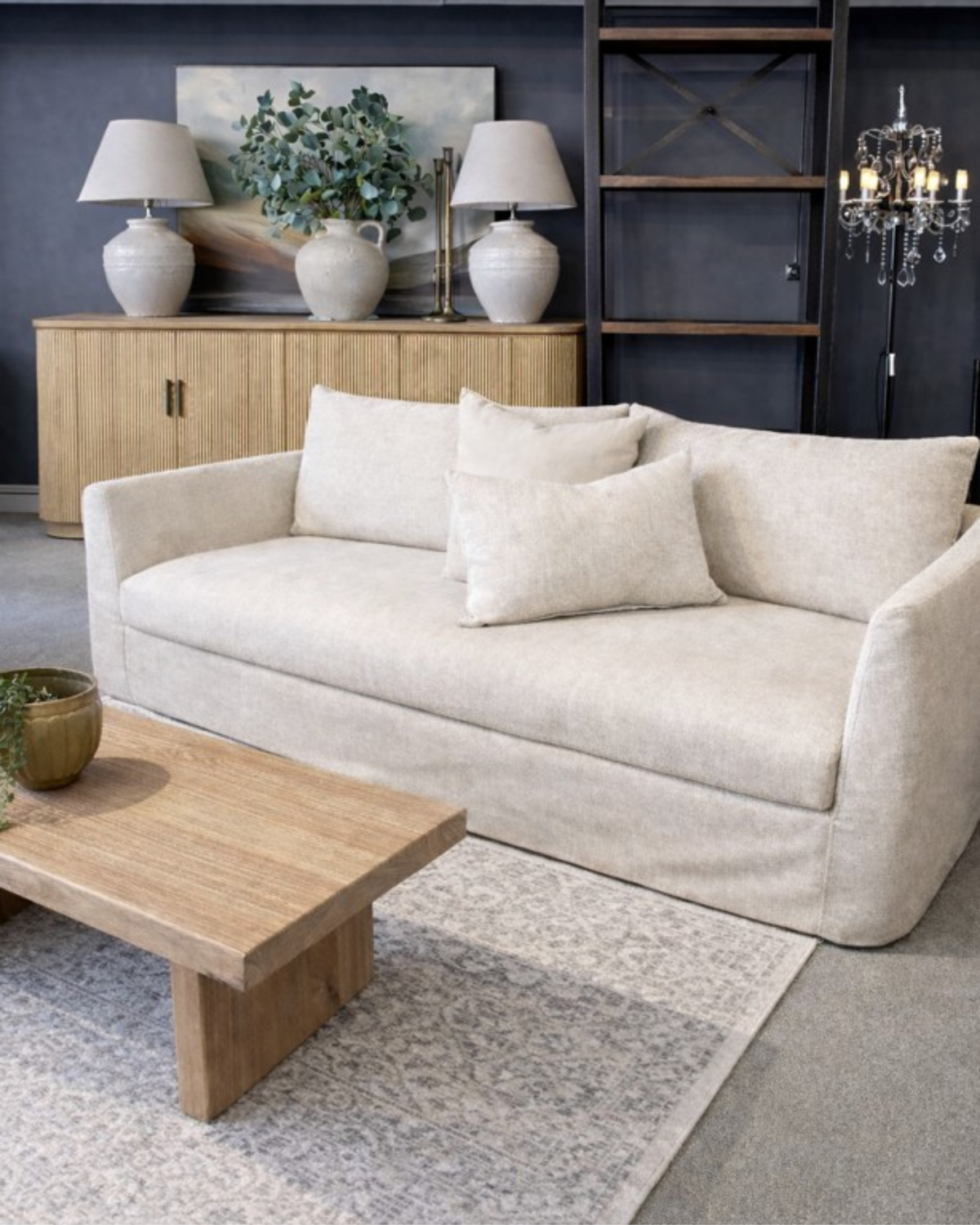 Fitzroy 3 Seater Slipcover Sofa - Natural