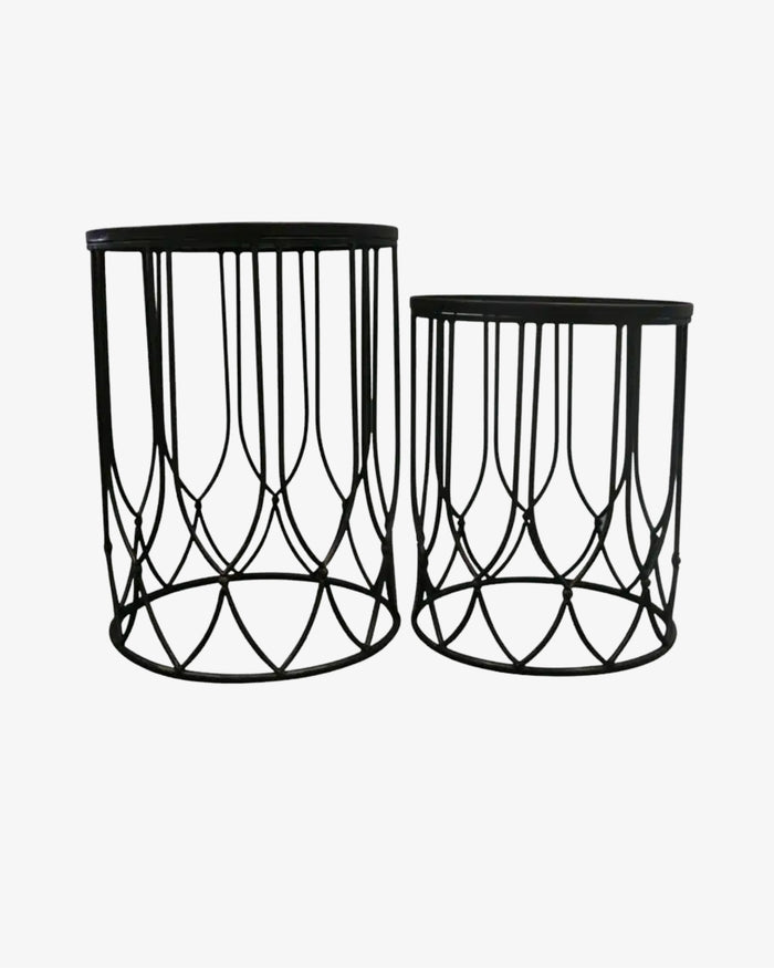 Cannes Round Metal Side Tables - Set of 2