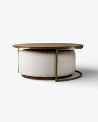 Edison Coffee Table + Ottoman - Off-White