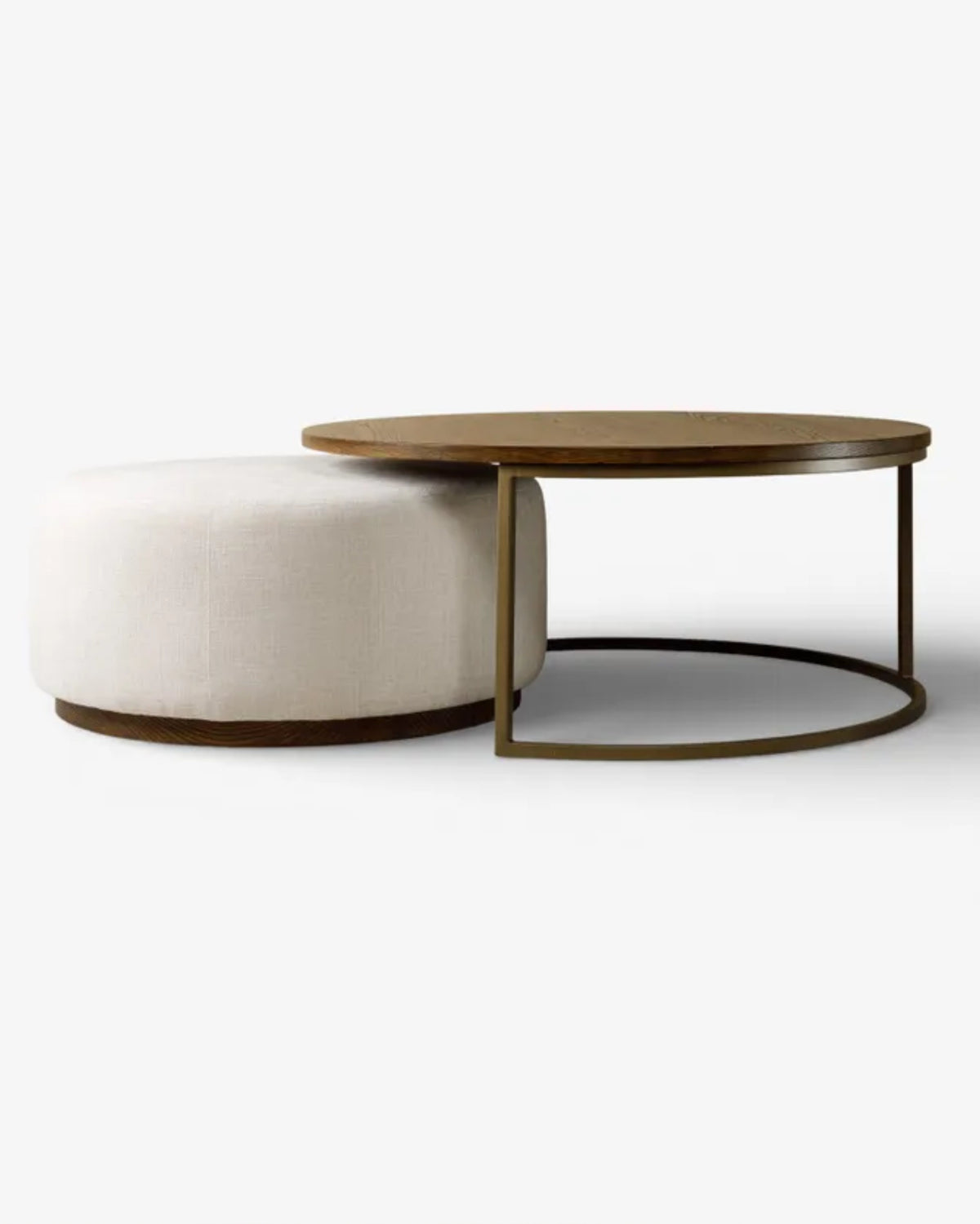 Edison Coffee Table + Ottoman - Off-White