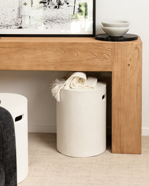 Concrete Pipe Side Table/Stool - Chalk