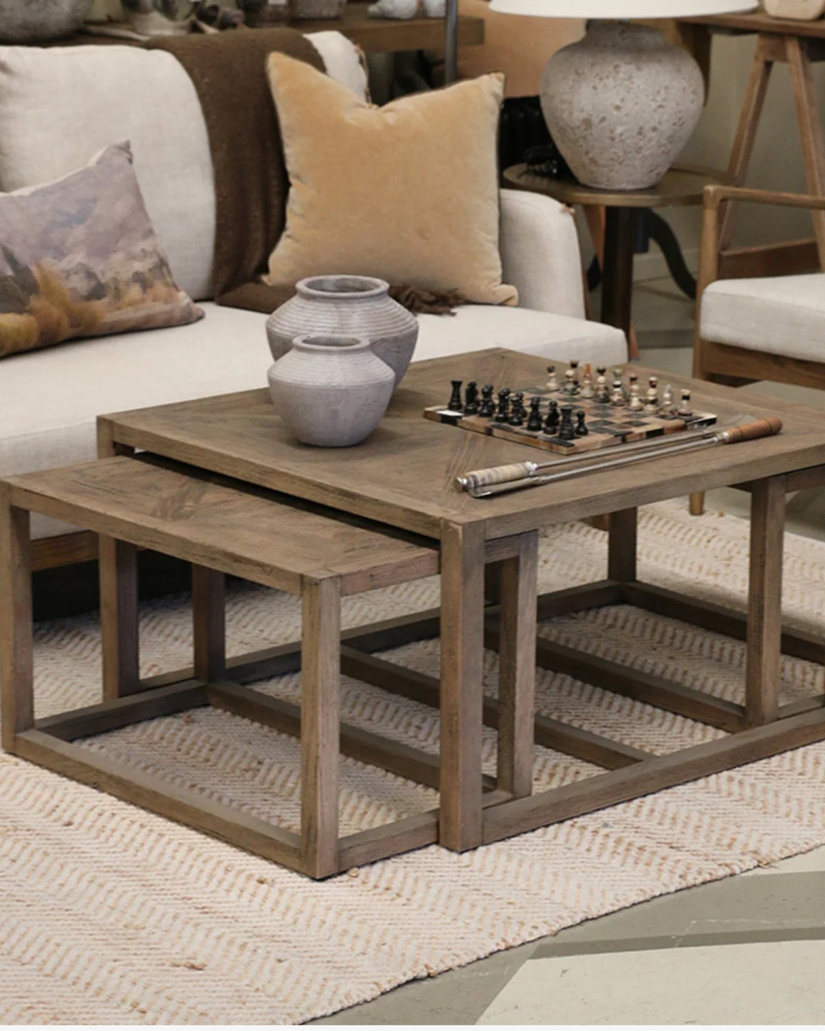 Omaha Natural Oak Coffee Tables - Nest of 3