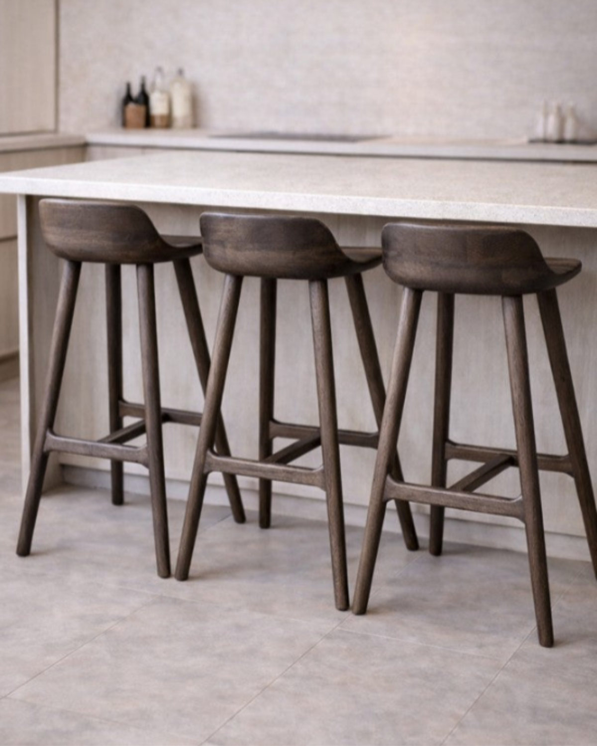 Cortez Barstool - Solid American White Oak - Dark Brown