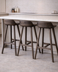 Cortez Barstool - Solid American White Oak - Dark Brown