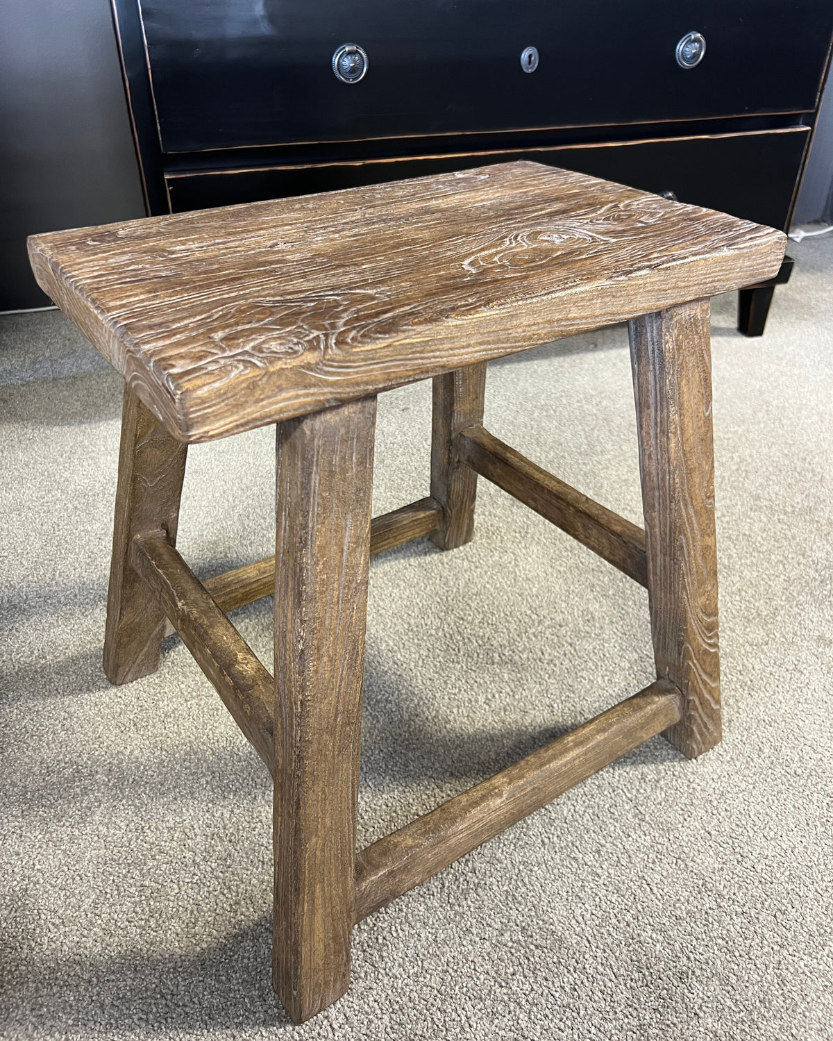 Hayes Wooden Elm Side Table Stool - Aged Brown