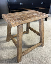 Hayes Wooden Elm Side Table Stool - Aged Brown