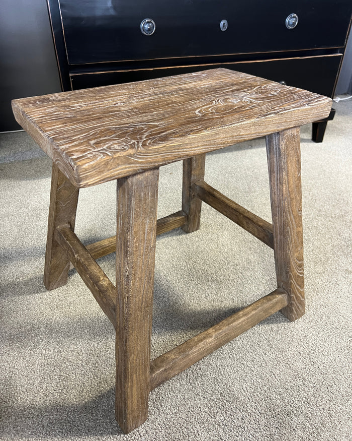 Hayes Wooden Elm Side Table Stool - Aged Brown