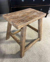 Hayes Wooden Elm Side Table Stool - Aged Brown