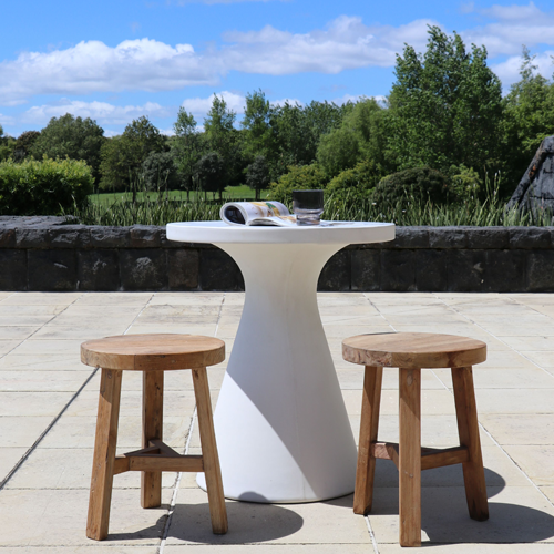 Concrete Pedestal Outdoor Table - White