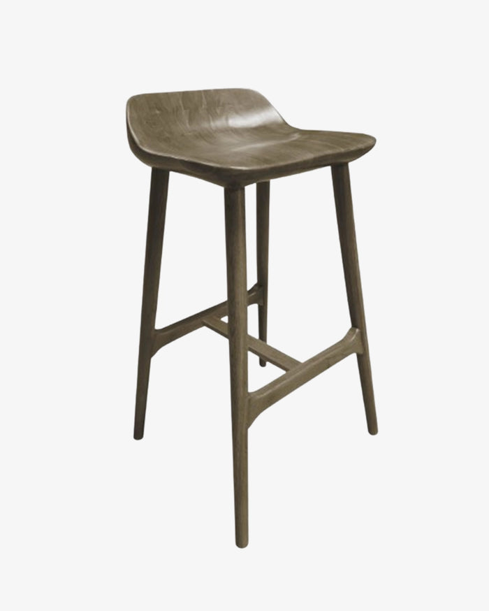 Cortez Barstool - Solid American White Oak - Dark Brown