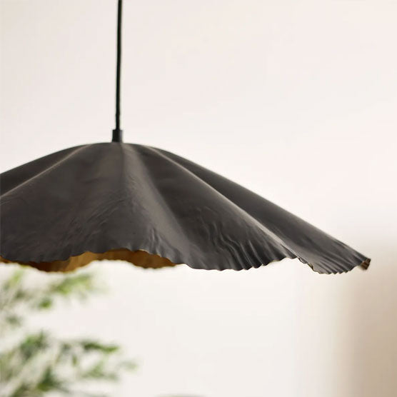 Crimped Pendant - Black and Gold - Large