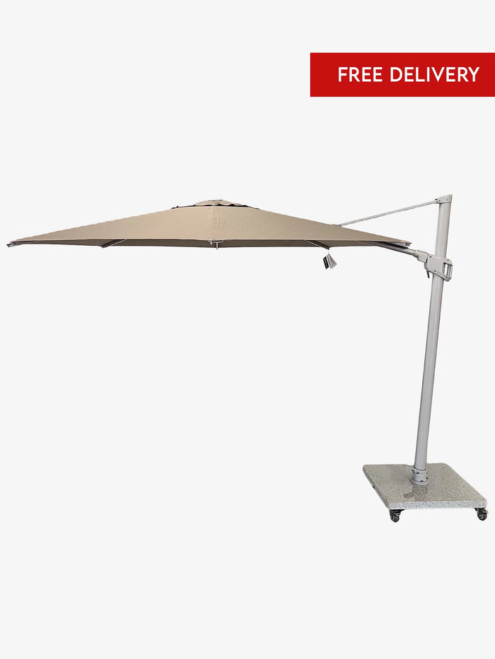 Greenslades Cuba Cantilever Umbrella - Horizontal & Vertical Tilt -  3.5m Octagonal - Taupe