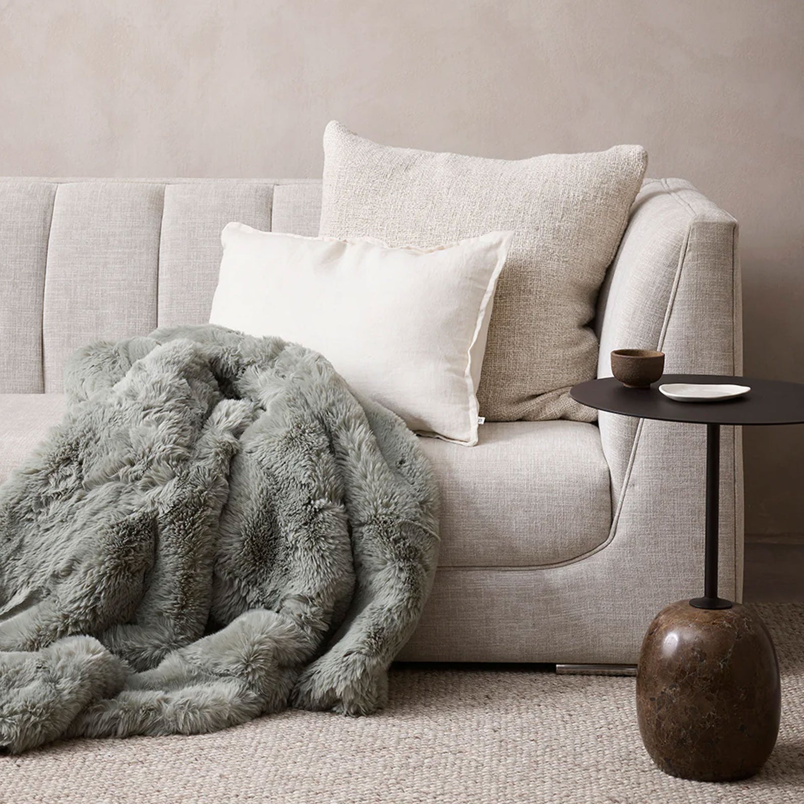 Cyprian Euro Cushion - Feather Inner – Oatmeal