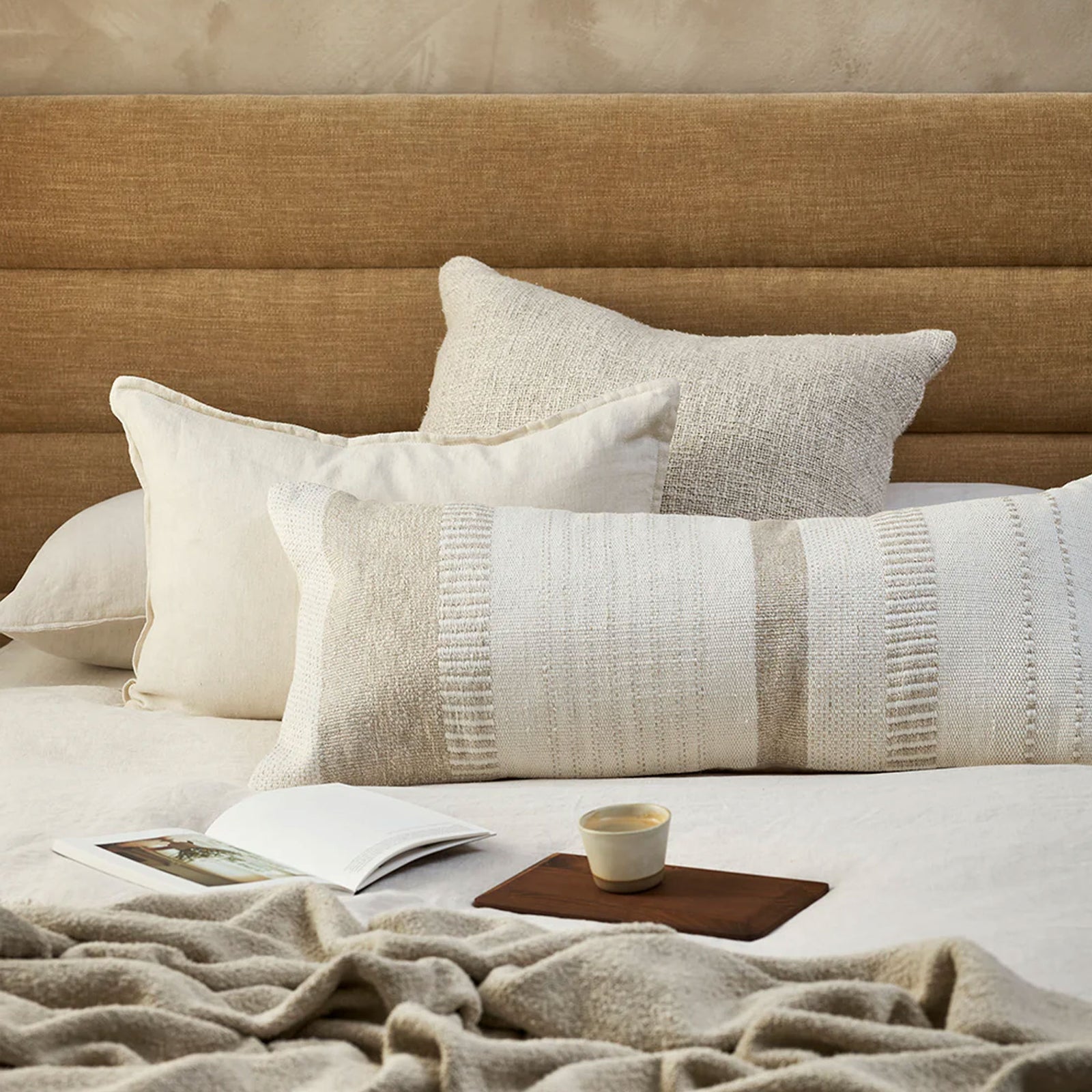 Cyprian Euro Cushion - Feather Inner – Oatmeal