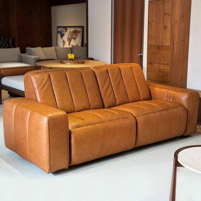 Detroit Leather Electric Recliner Sofa - Vintage Tan
