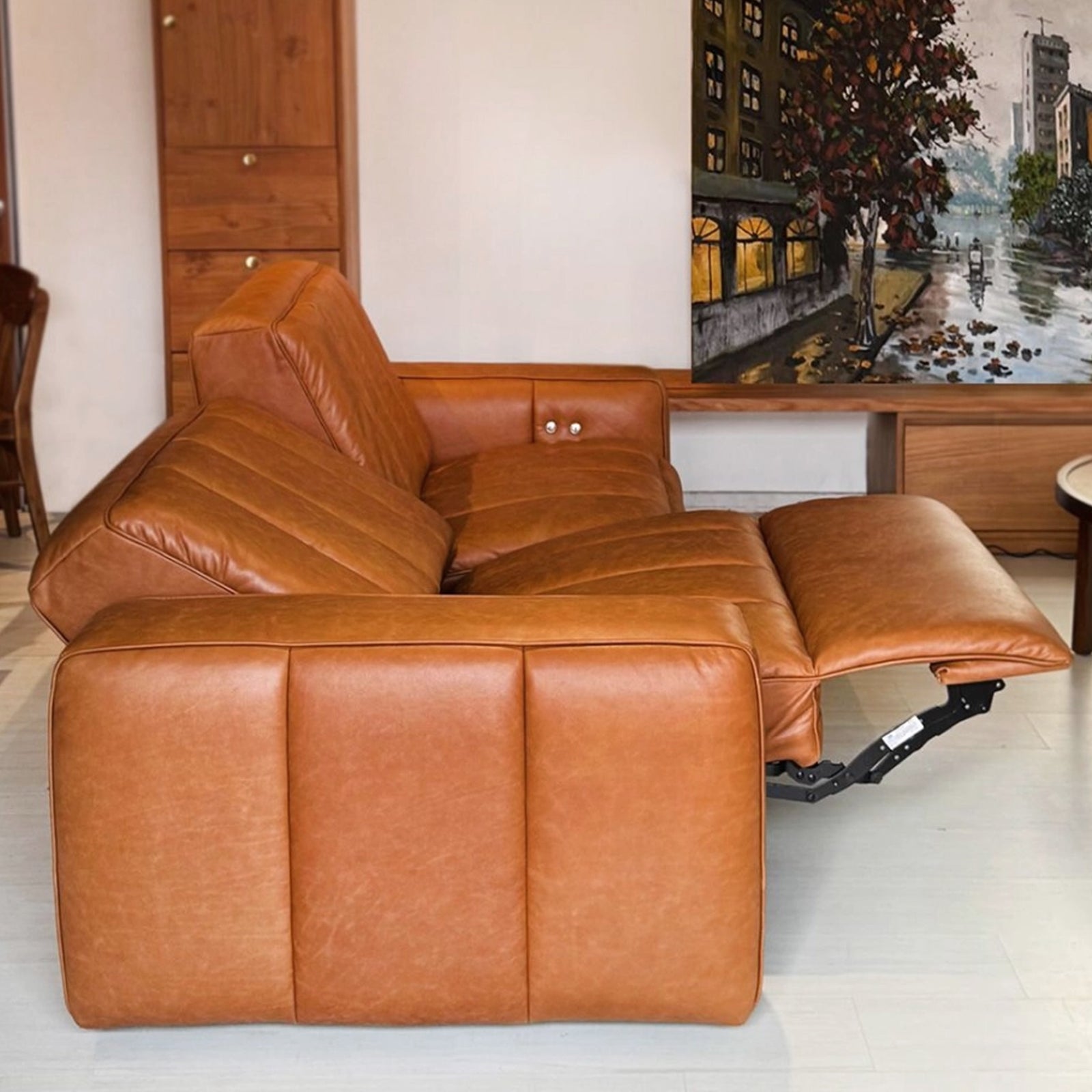 Detroit Leather Electric Recliner Sofa - Vintage Tan