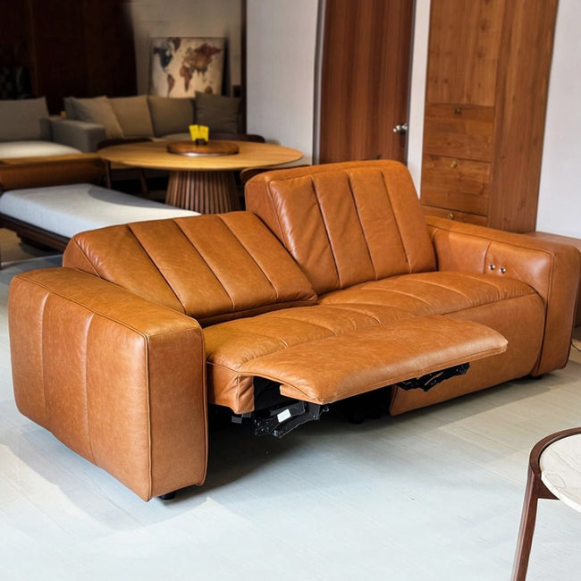 Detroit Leather Electric Recliner Sofa - Vintage Tan