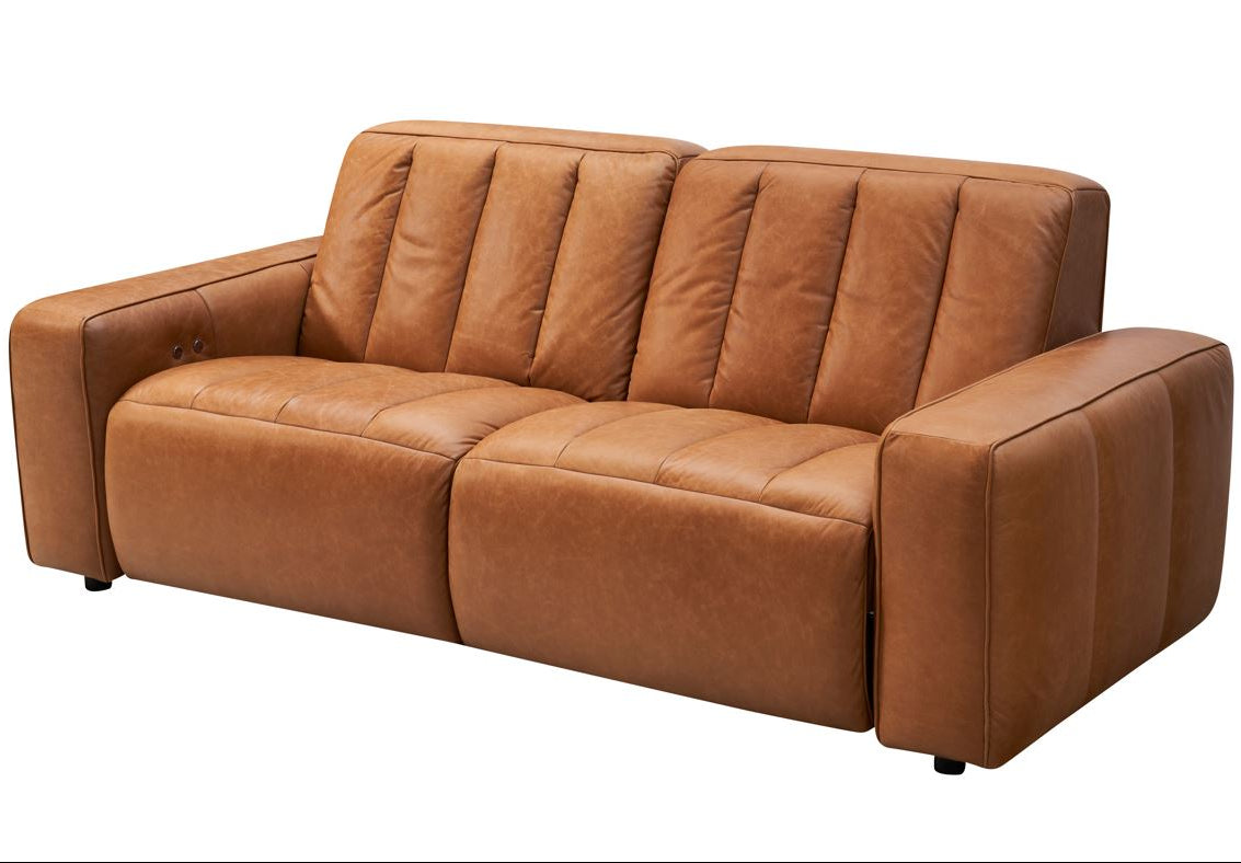 Detroit Leather Electric Recliner Sofa - Vintage Tan