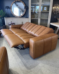 Detroit Brown Leather Electric Recliner Sofa - Vintage Tan