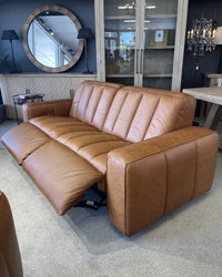 Detroit Brown Leather Electric Recliner Sofa - Vintage Tan