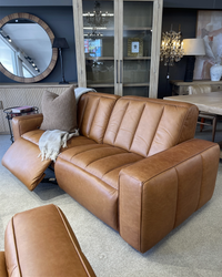 Detroit Brown Leather Electric Recliner Sofa - Vintage Tan
