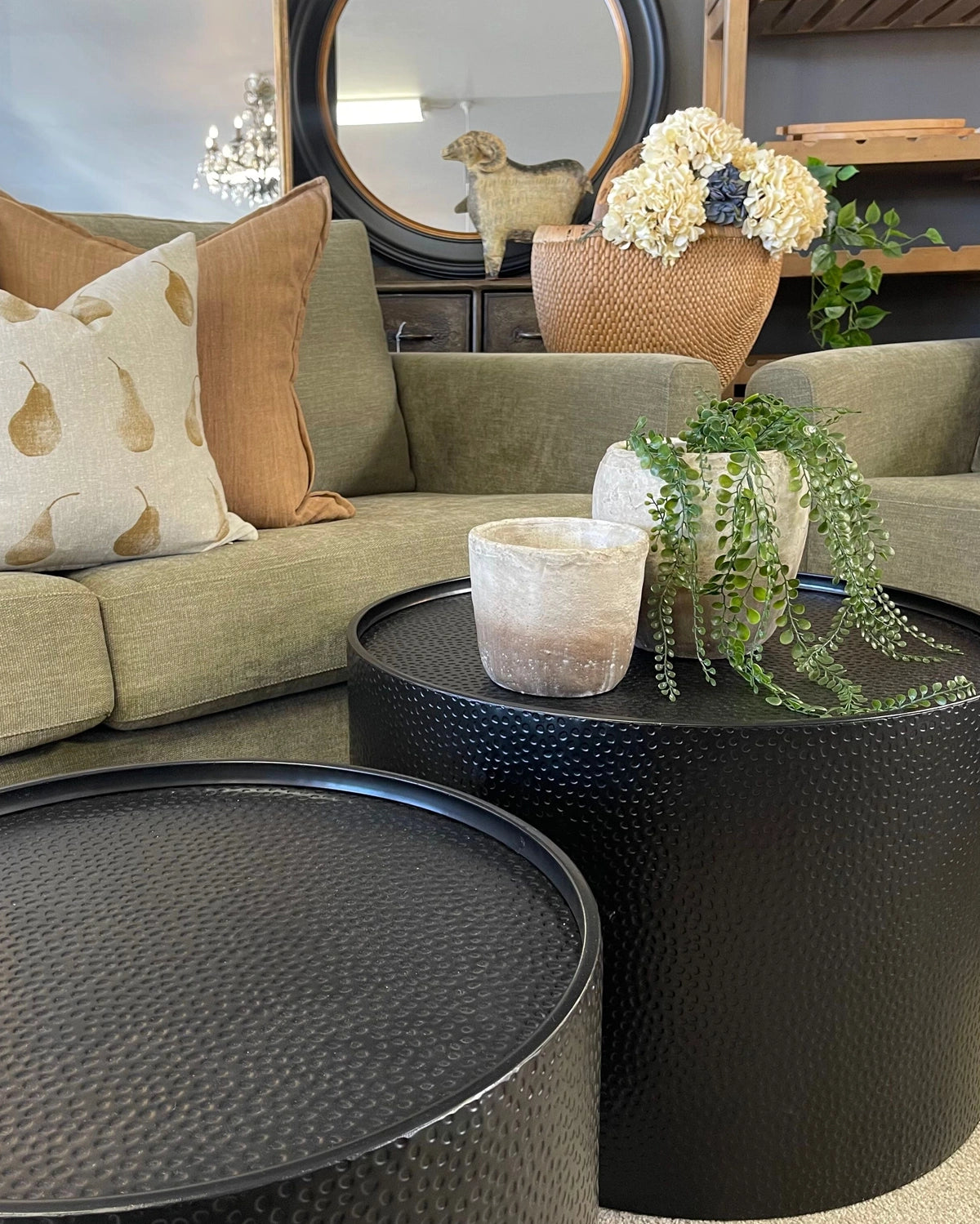 Black Drum Coffee Tables - Set of 2