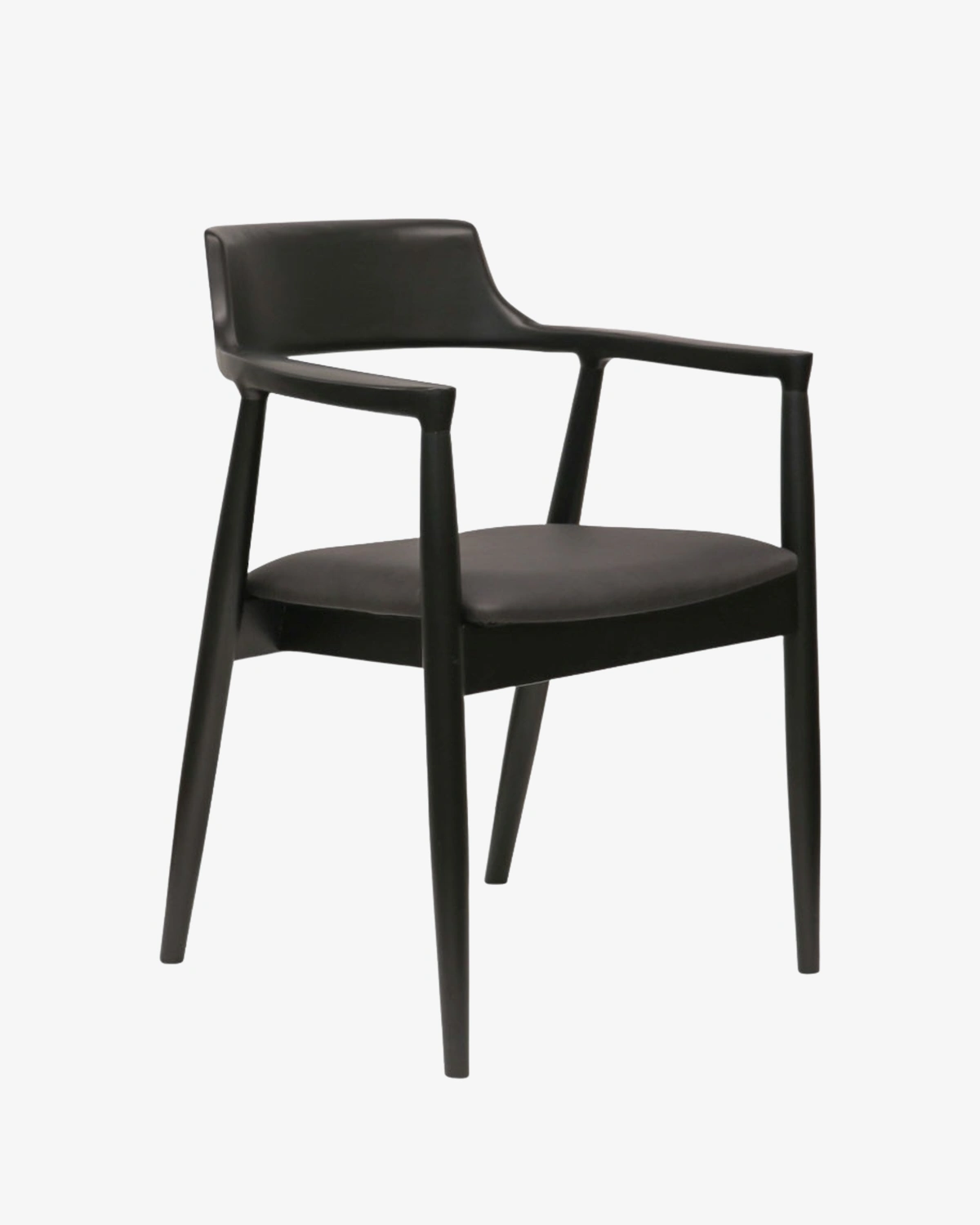 Black chair with armrests on a white background