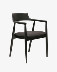 Black chair with armrests on a white background