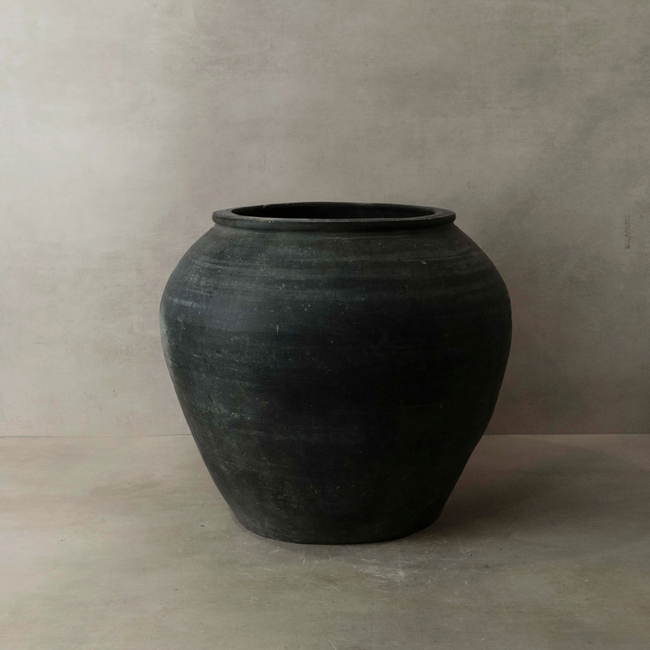 Vintage Dark Grey Earthenware Pot