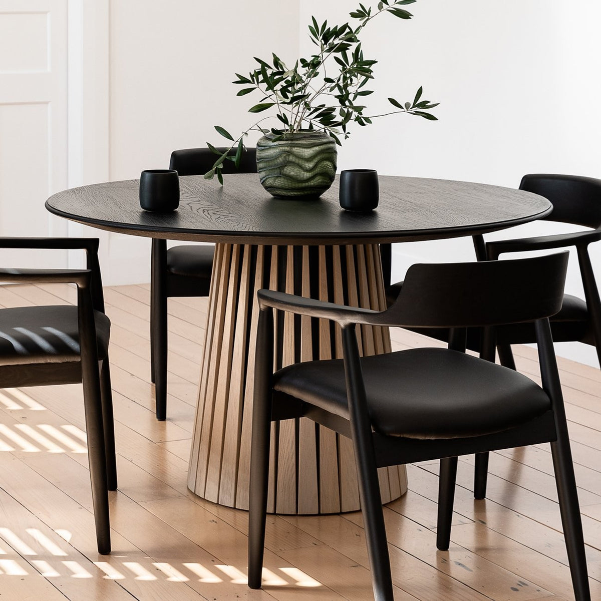 Ealing Dining Chair - Black with Black Leather