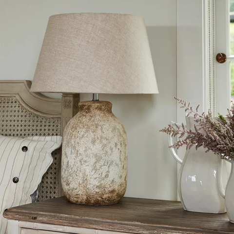 Silver Palm Floor Lamp - Natural Linen Shade