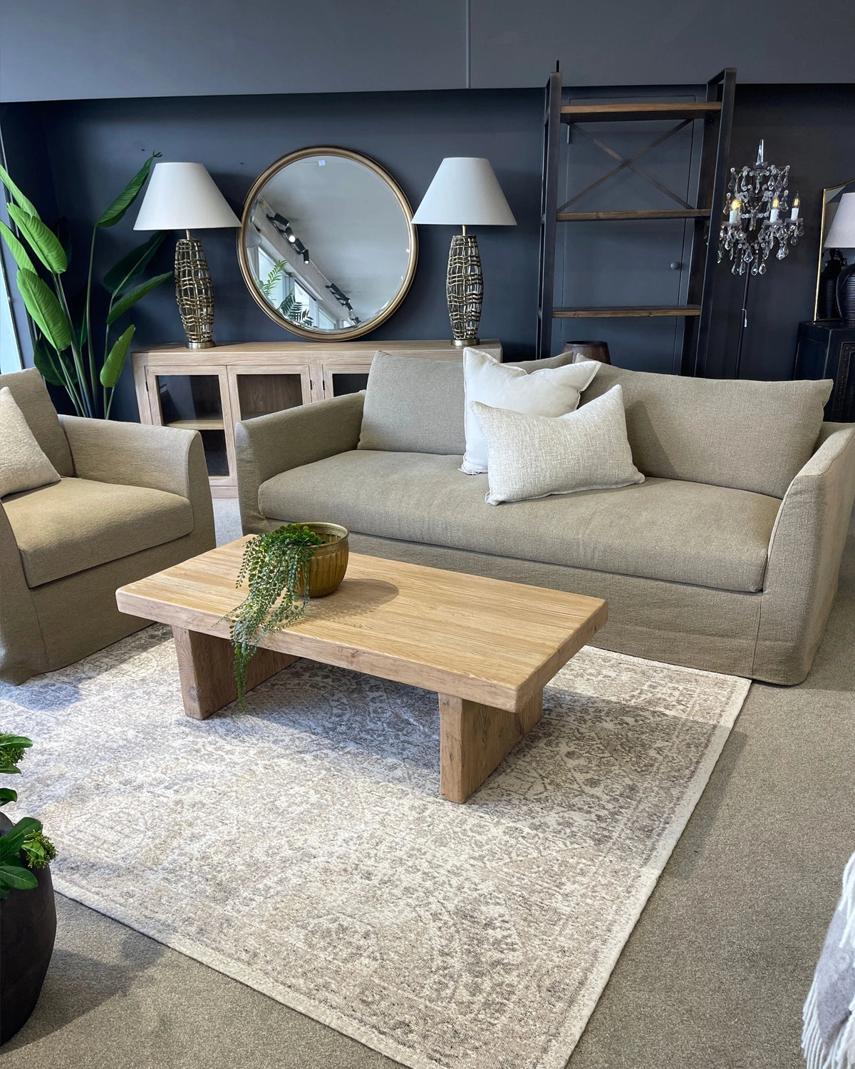 Fitzroy 3 Seater Slipcover Sofa - Khaki