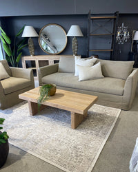 Fitzroy 3 Seater Slipcover Sofa - Khaki