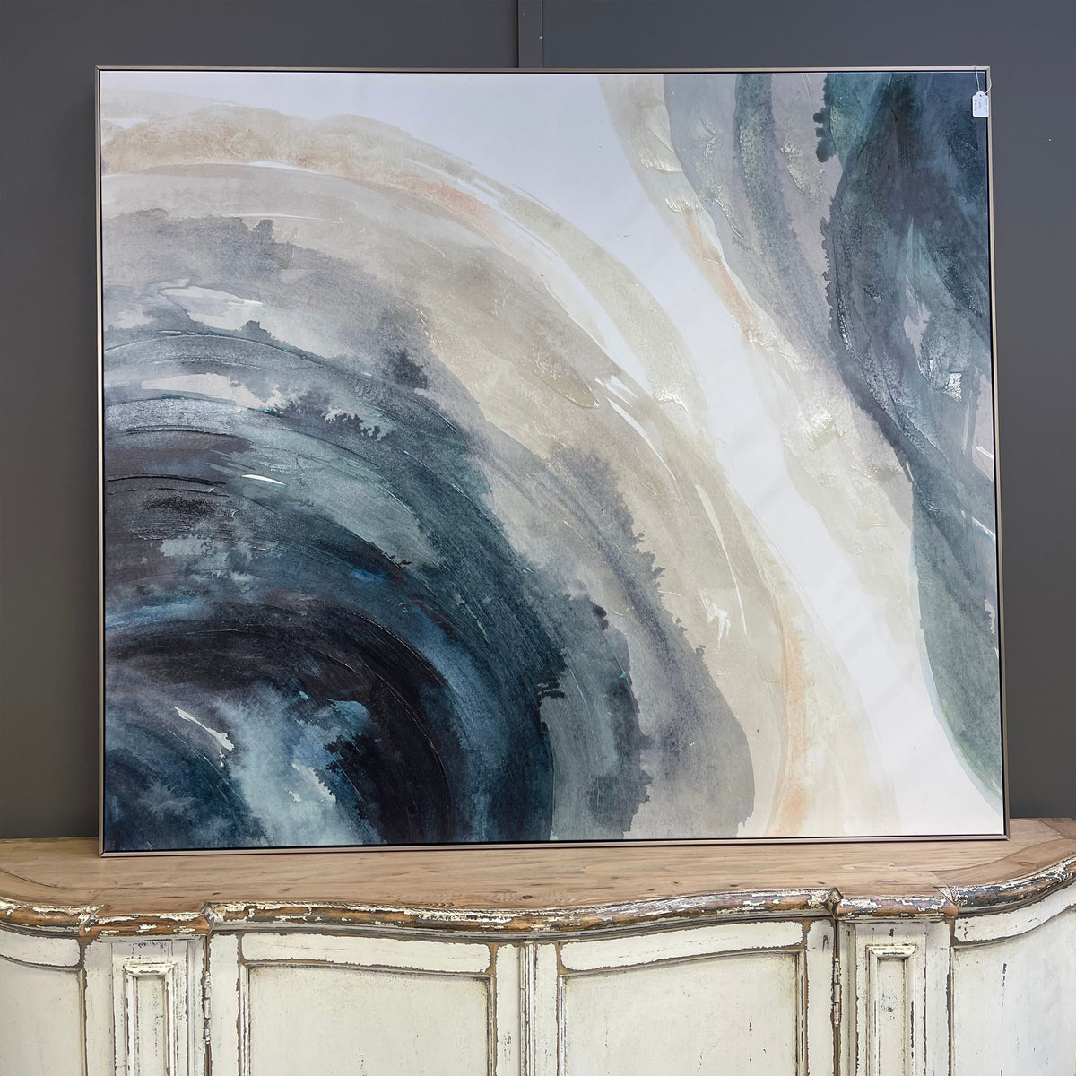 Flow Framed Canvas Print with Hand Painting - 130 x 150cm