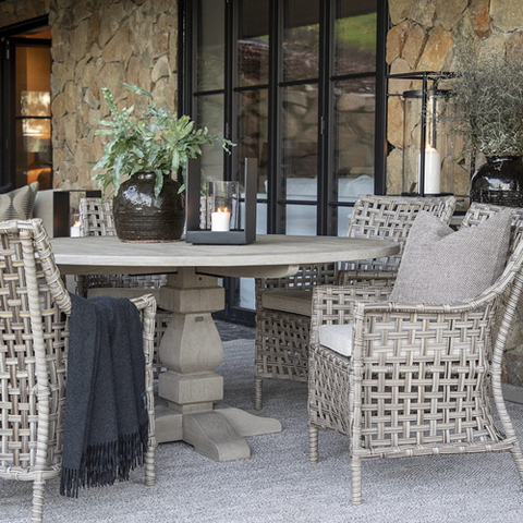 Mushroom Concrete Outdoor Side Table - White