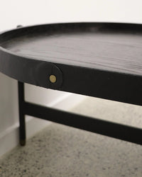 Harwood Round Coffee Table - Tall - Black