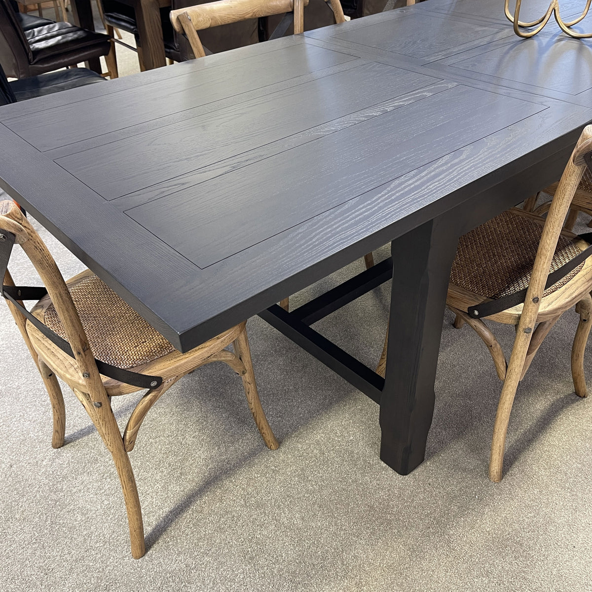 Hartley Extension Dining Table with Crossbar - 2.1m - 2.6m - 3.1m - Black